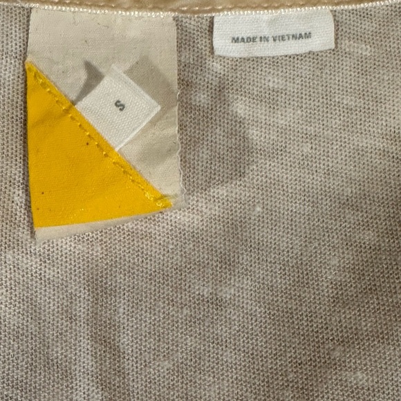 Anthropologie Tan Beige Sweater Knit Sleeve & Back Flowy Tee Shirt Women’s Small - Picture 8 of 11